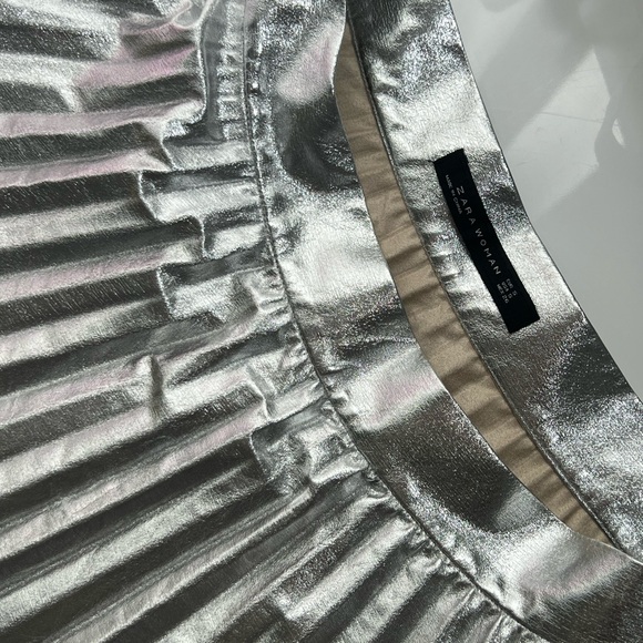 Zara Silver A-Line Skirt - Picture 8 of 10